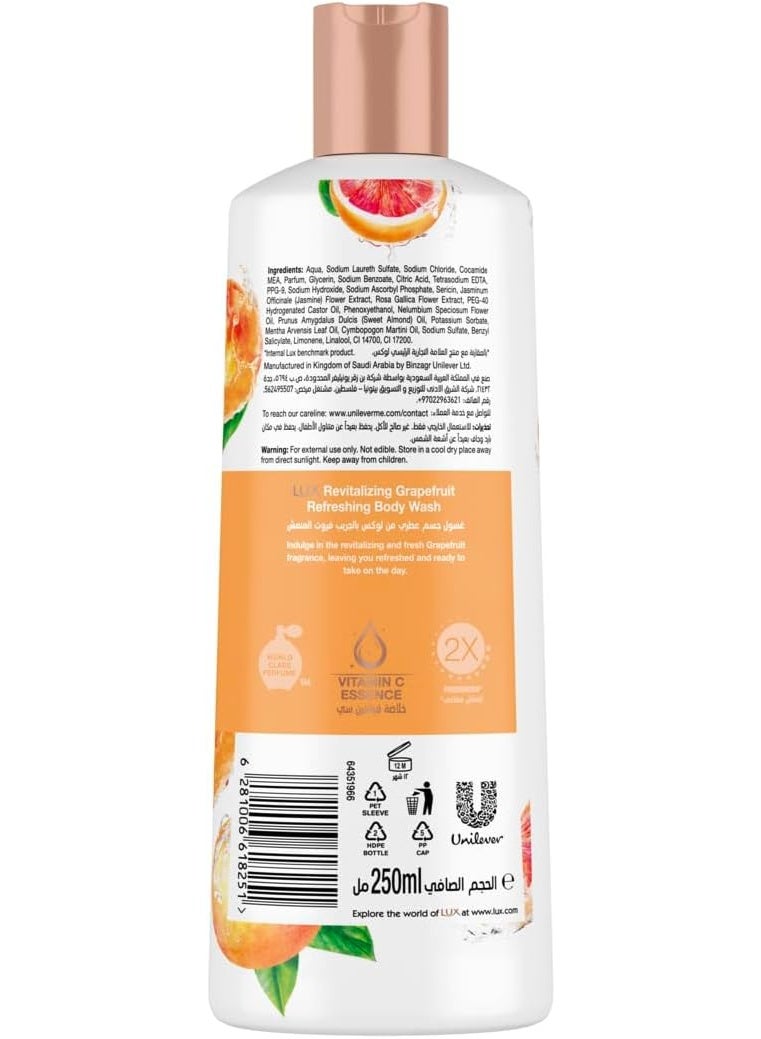 Lux Revitalizing Body Wash, Grapefruit, with Vitamin C Essence & 2x Freshness, 250ml - Image 3